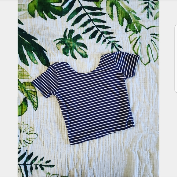 Navy and White Crop Top - Picture 1 of 3